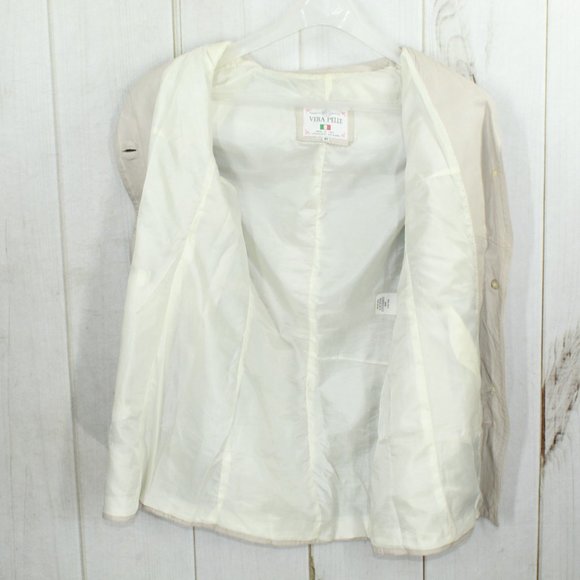 VERA PELLE Tan Leather Down Button with Collar Jacket Italy Made Size 46 - Picture 8 of 10